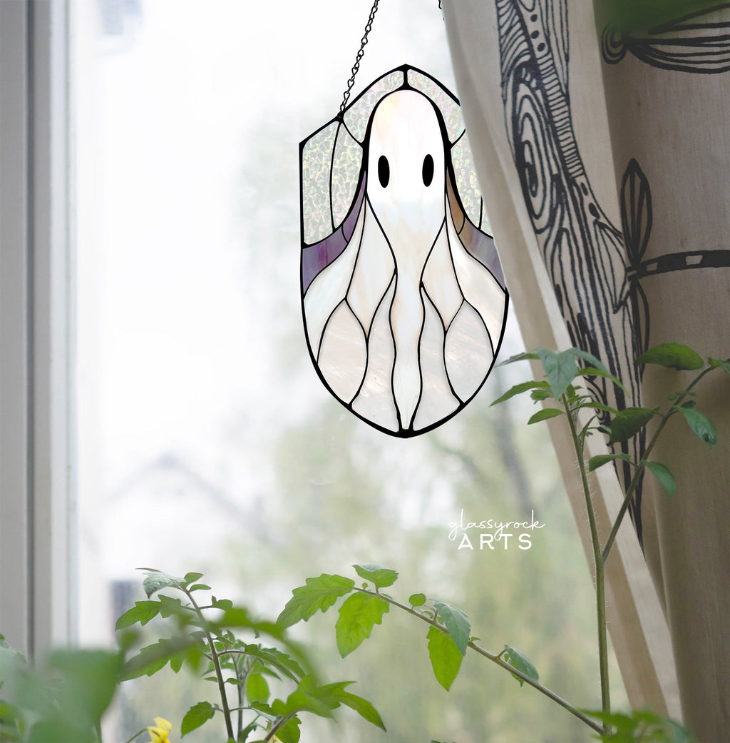 Boho Ghost Halloween Stained Glass Pattern