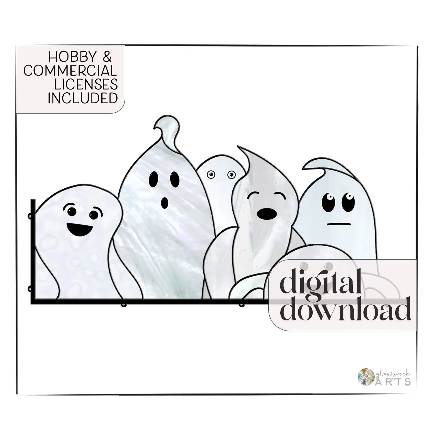 Ghost Buddies Halloween Stained Glass Pattern