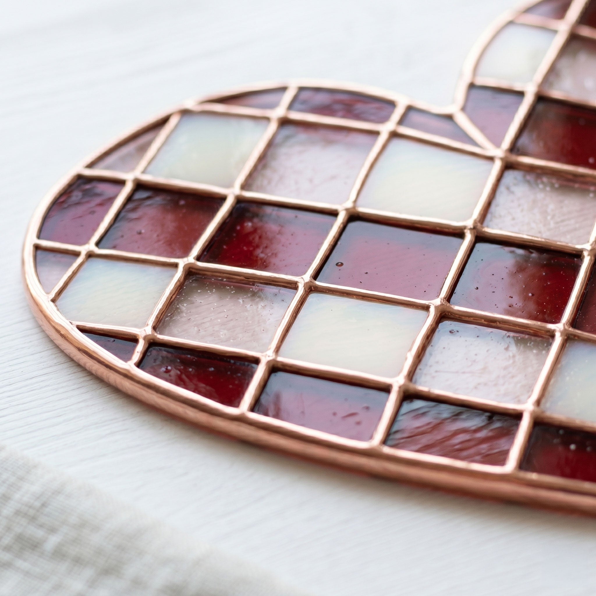 Large Gingham Heart Stained Glass Pattern PDF & PNG