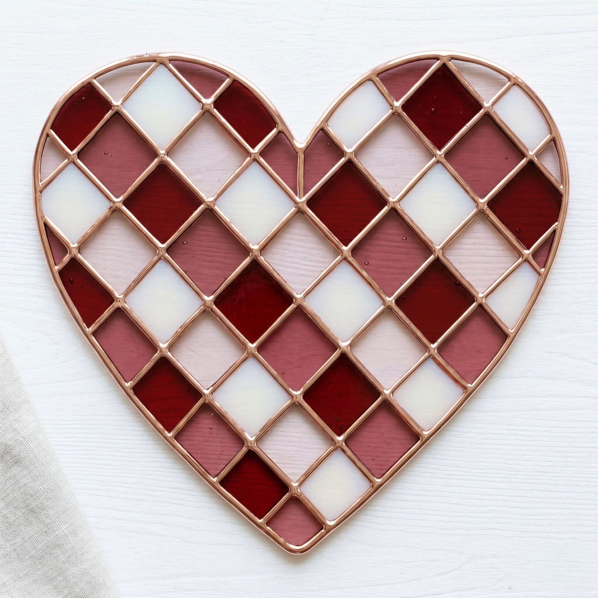 Large Gingham Heart Stained Glass Pattern PDF & PNG