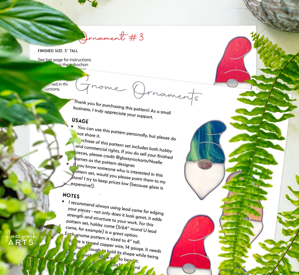 Gnome Stained Glass Christmas Ornament Patterns