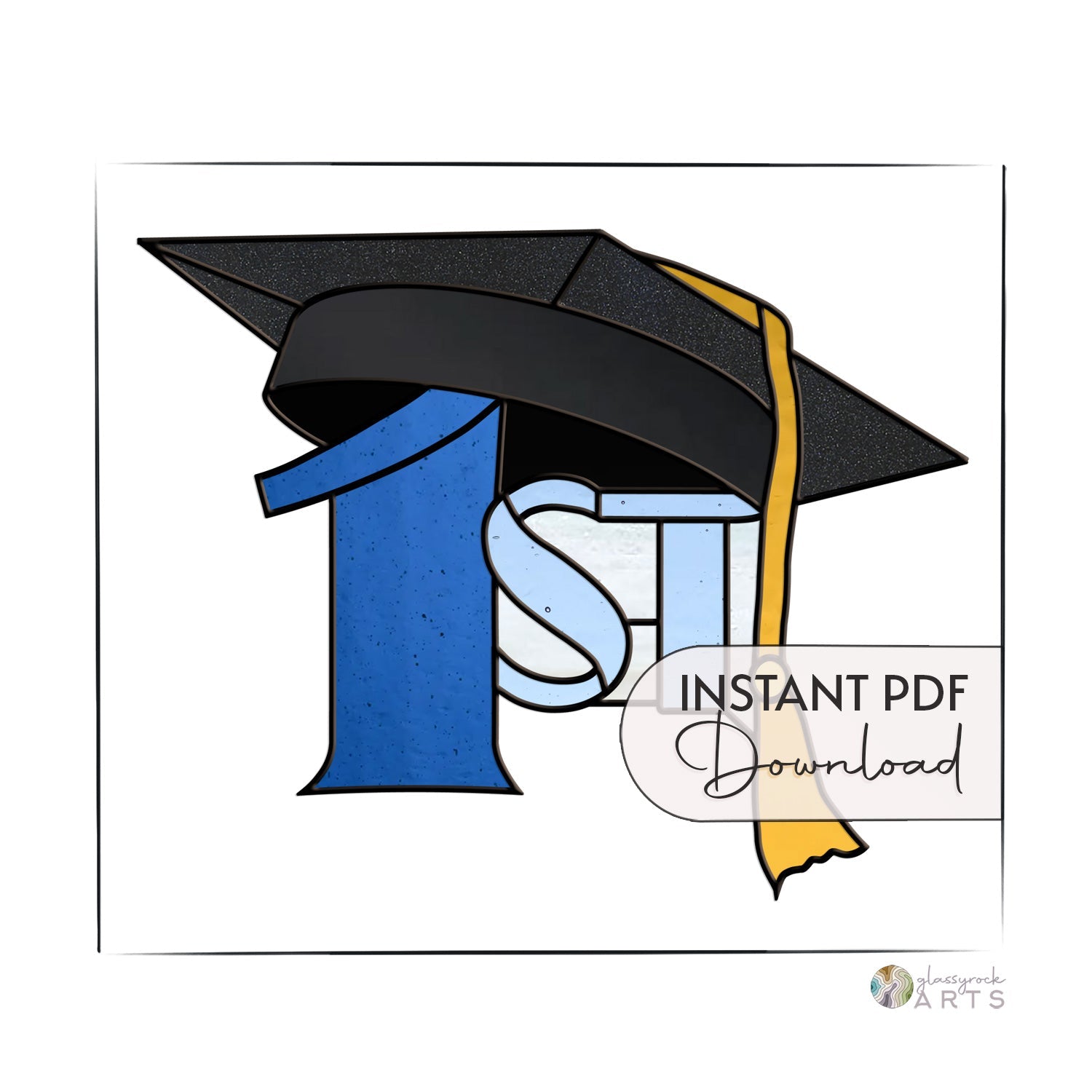 1st Graduate Cap Stained Glass Pattern