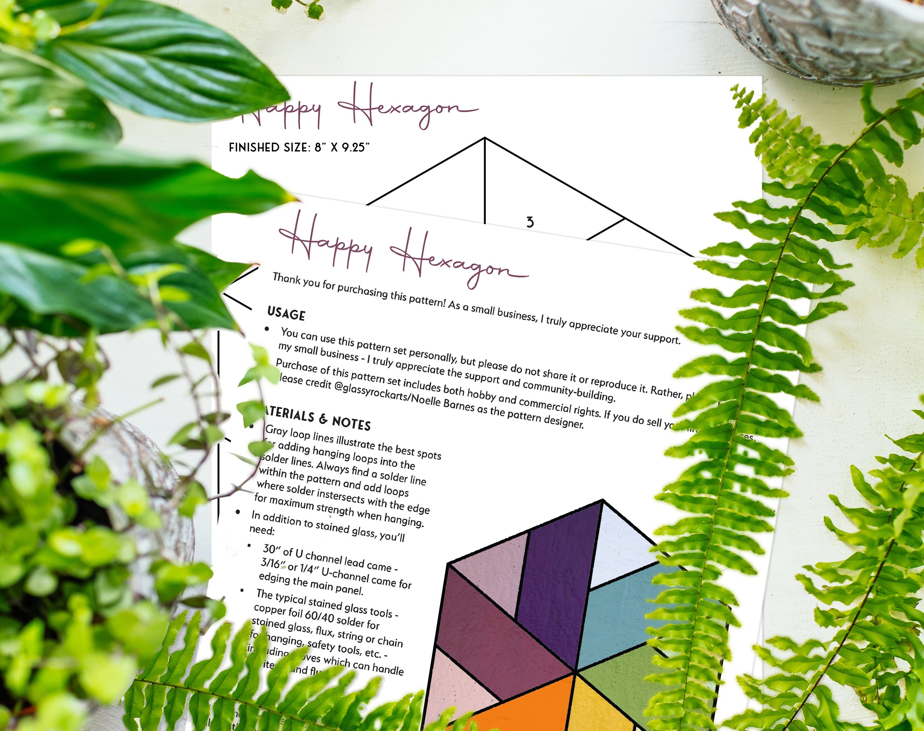 Pinwheel Hexagon Beginner Stained Glass Pattern