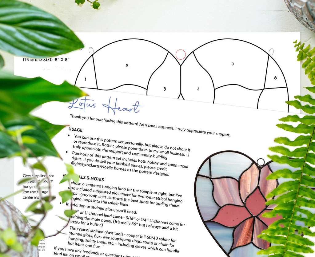 Lotus Flower Heart Stained Glass Pattern