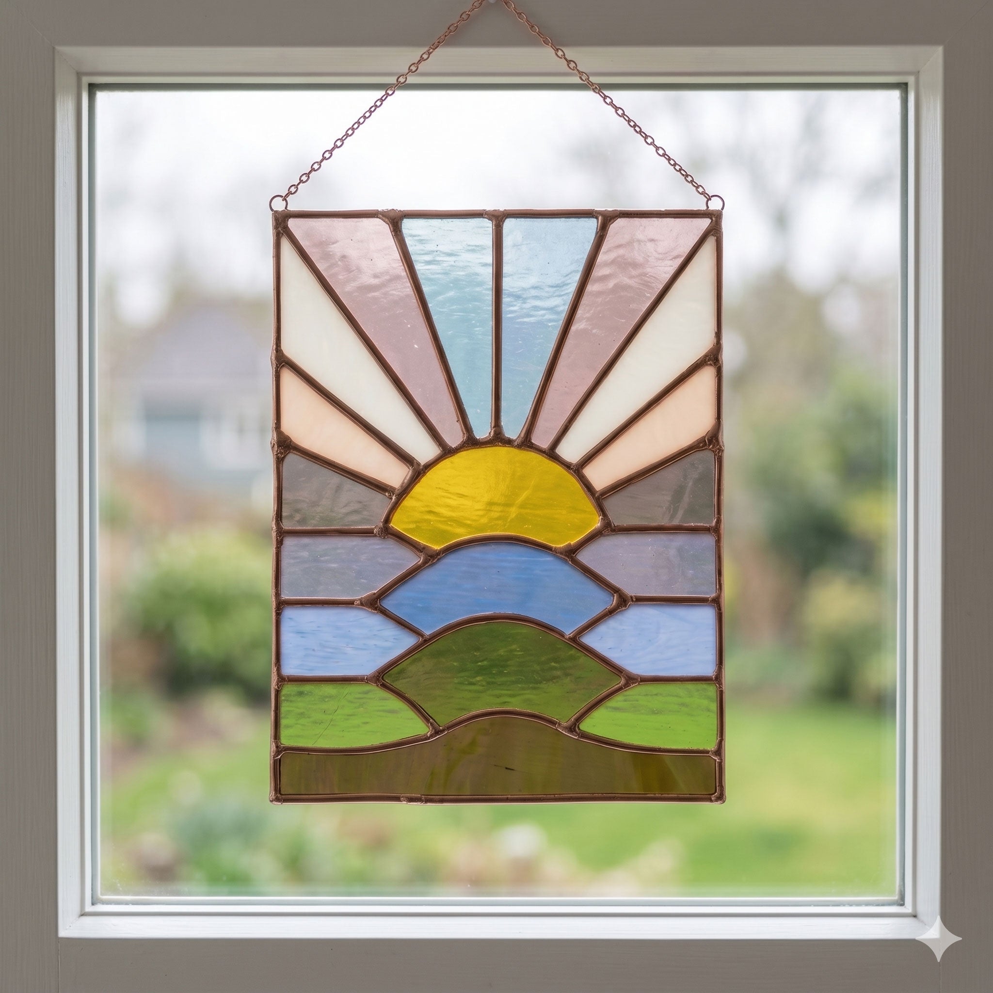 Hilly Sunset Stained Glass Pattern PDF & PNG