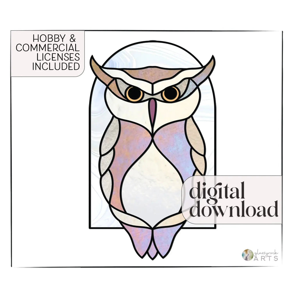 Horned Owl Stained Glass Arch Pattern