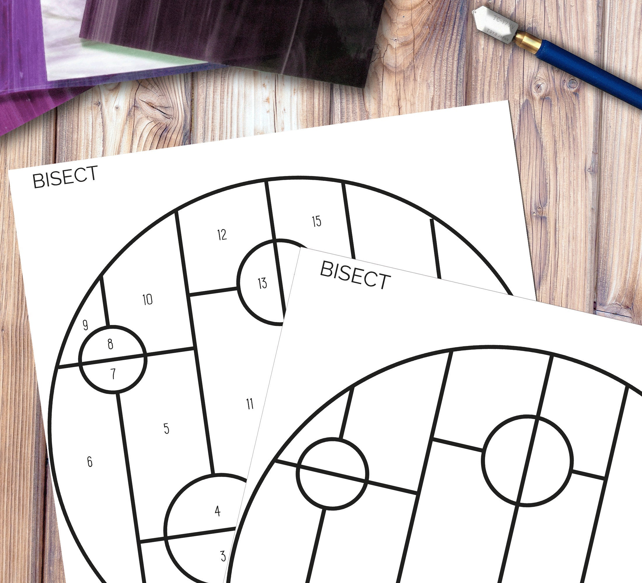Round Geometric Minimalist Stained Glass Pattern