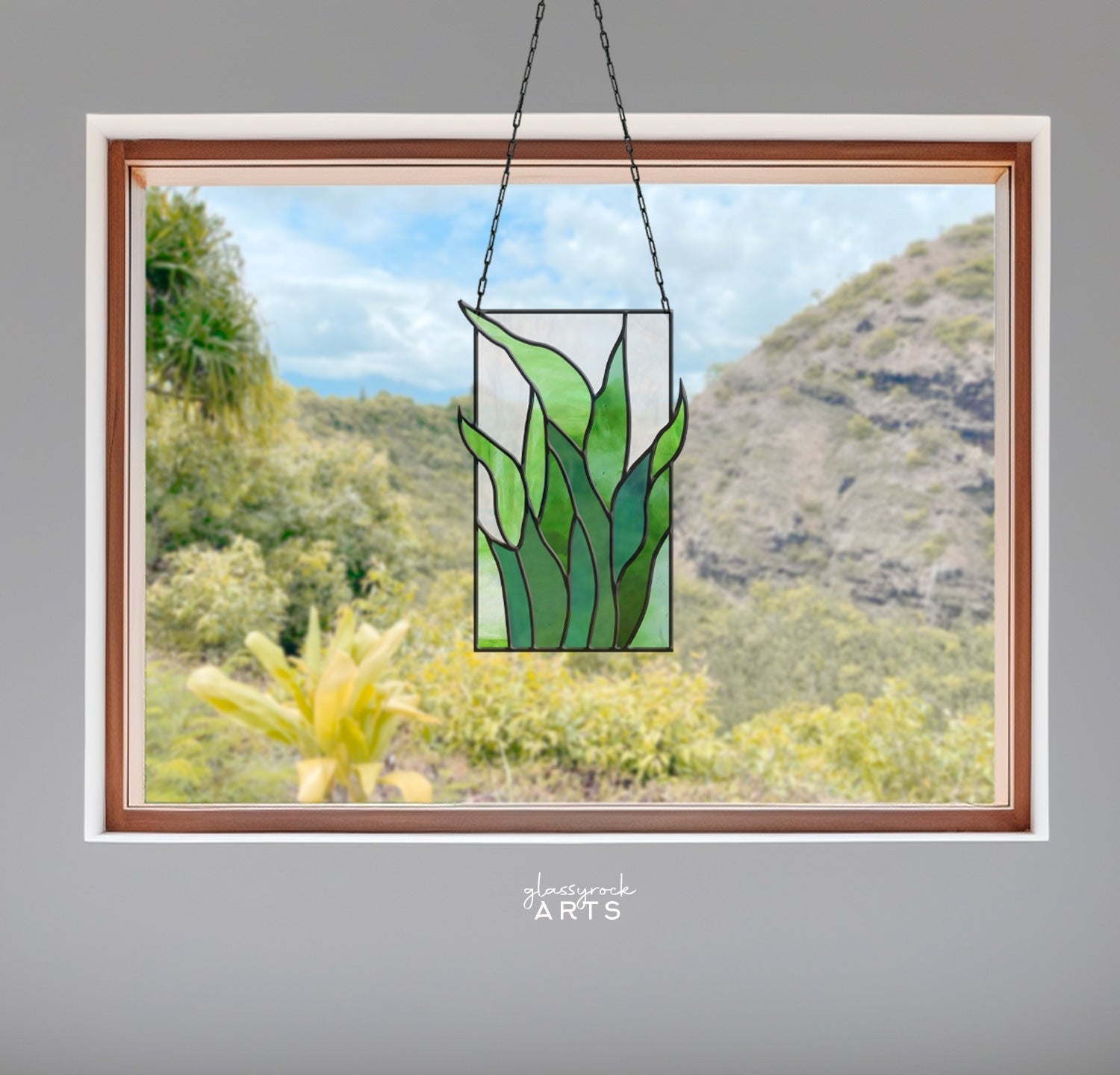 Tropical Stained Glass Plant Pattern - Kalalau - PDF & PNG