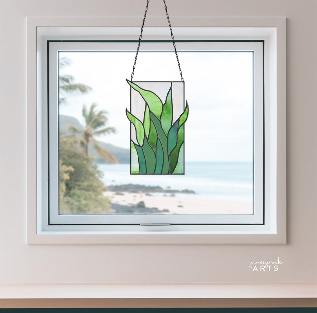 Tropical Stained Glass Plant Pattern - Kalalau - PDF & PNG
