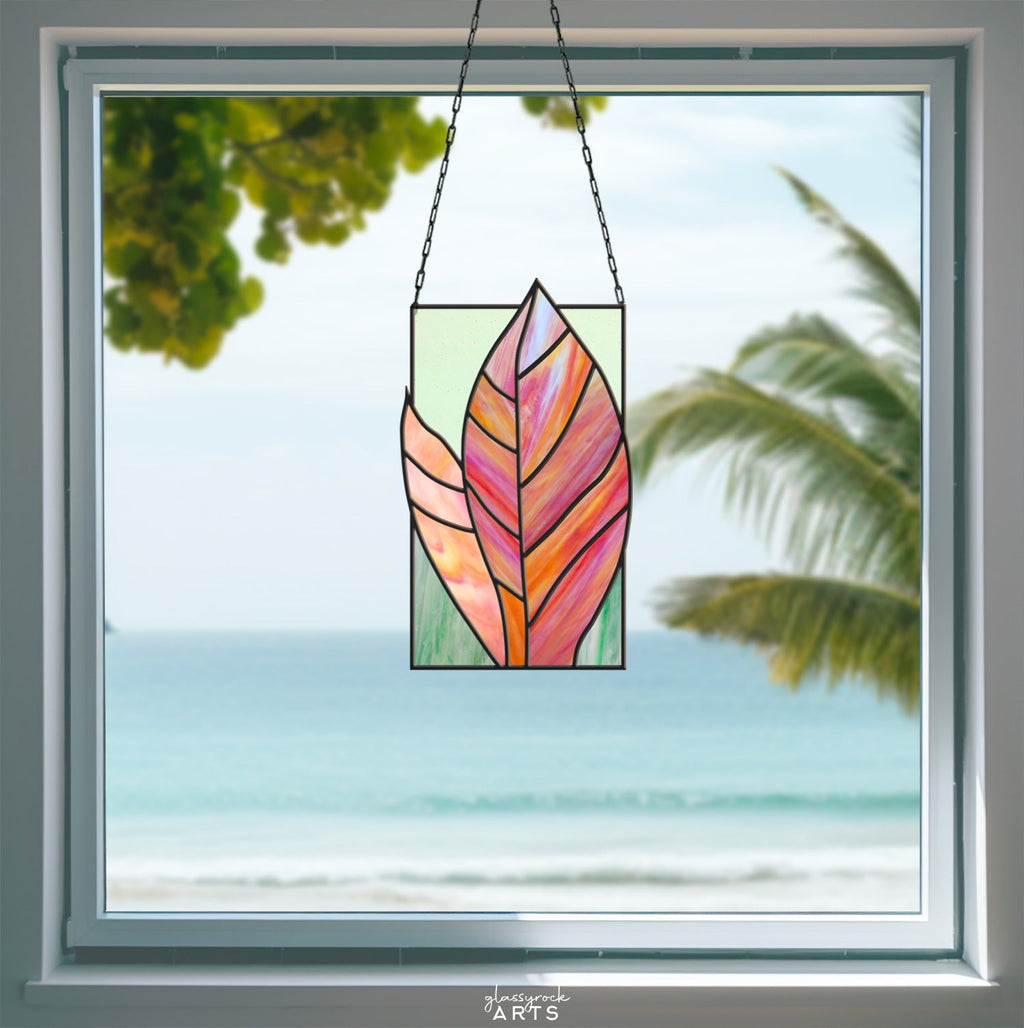 Tropical Stained Glass Plant Pattern - Kealia - PDF & PNG