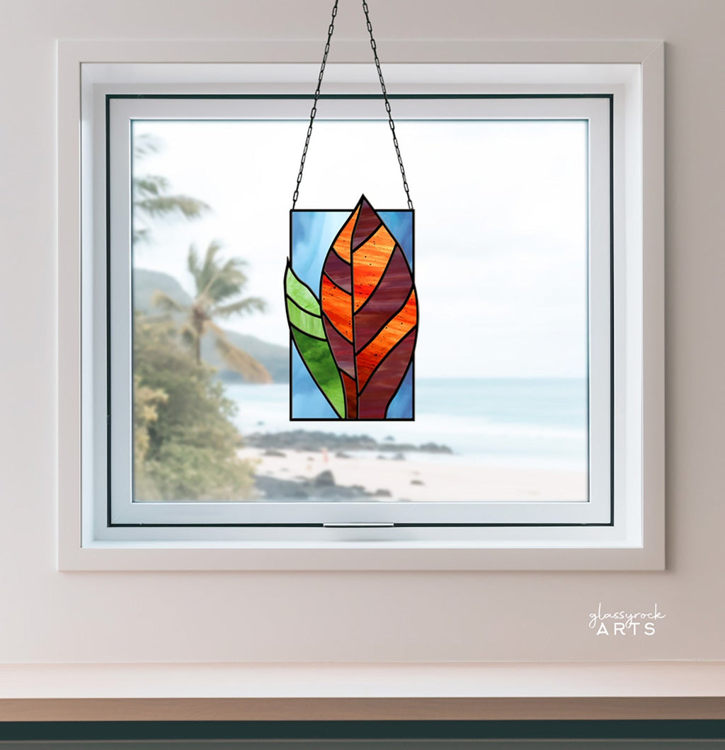 Tropical Stained Glass Plant Pattern - Kealia - PDF & PNG
