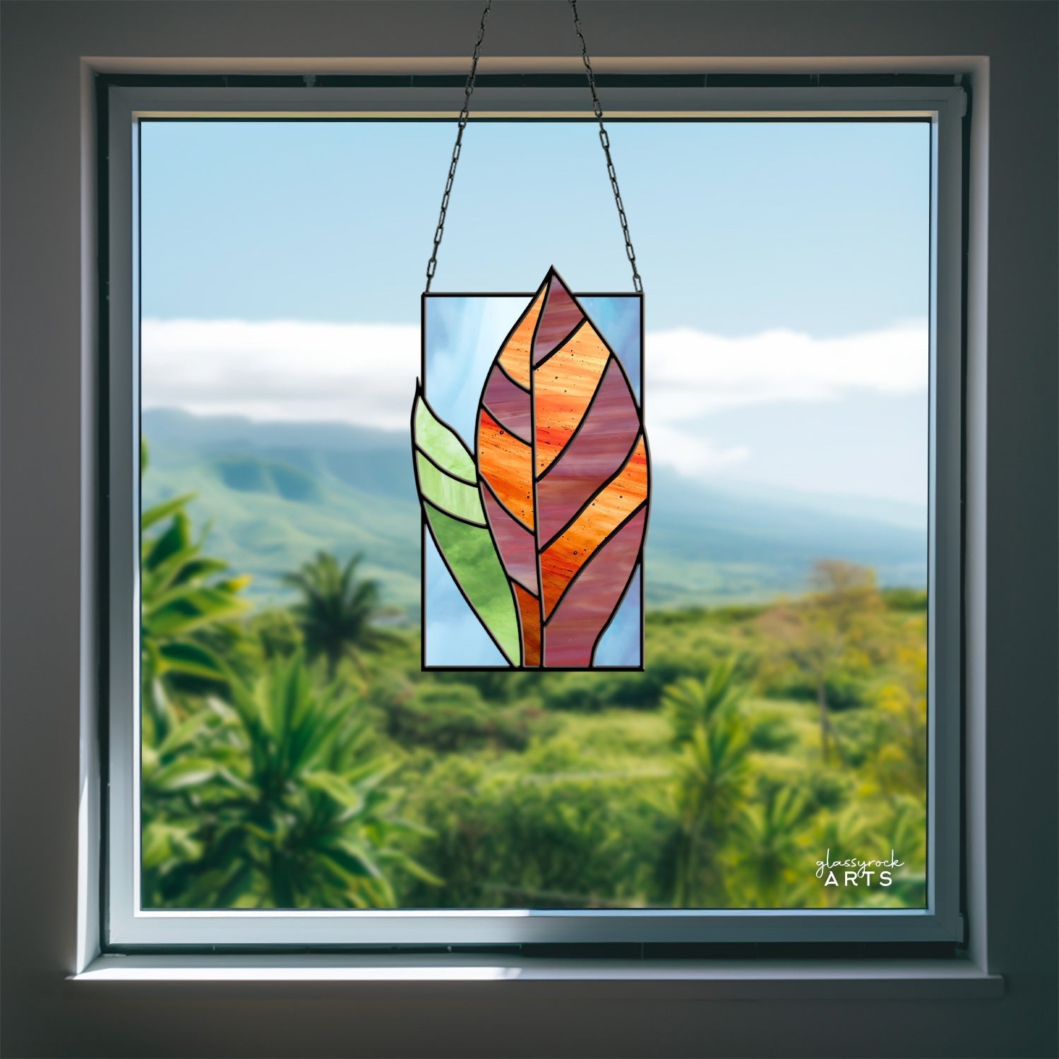 Tropical Stained Glass Plant Pattern - 3-Pack - PDF & PNG