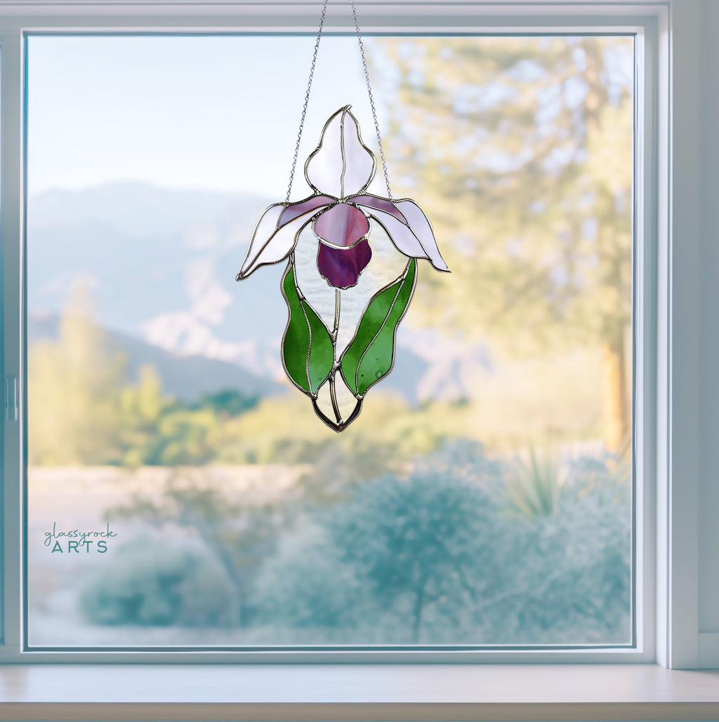 Lady Slipper Orchid Stained Glass Pattern