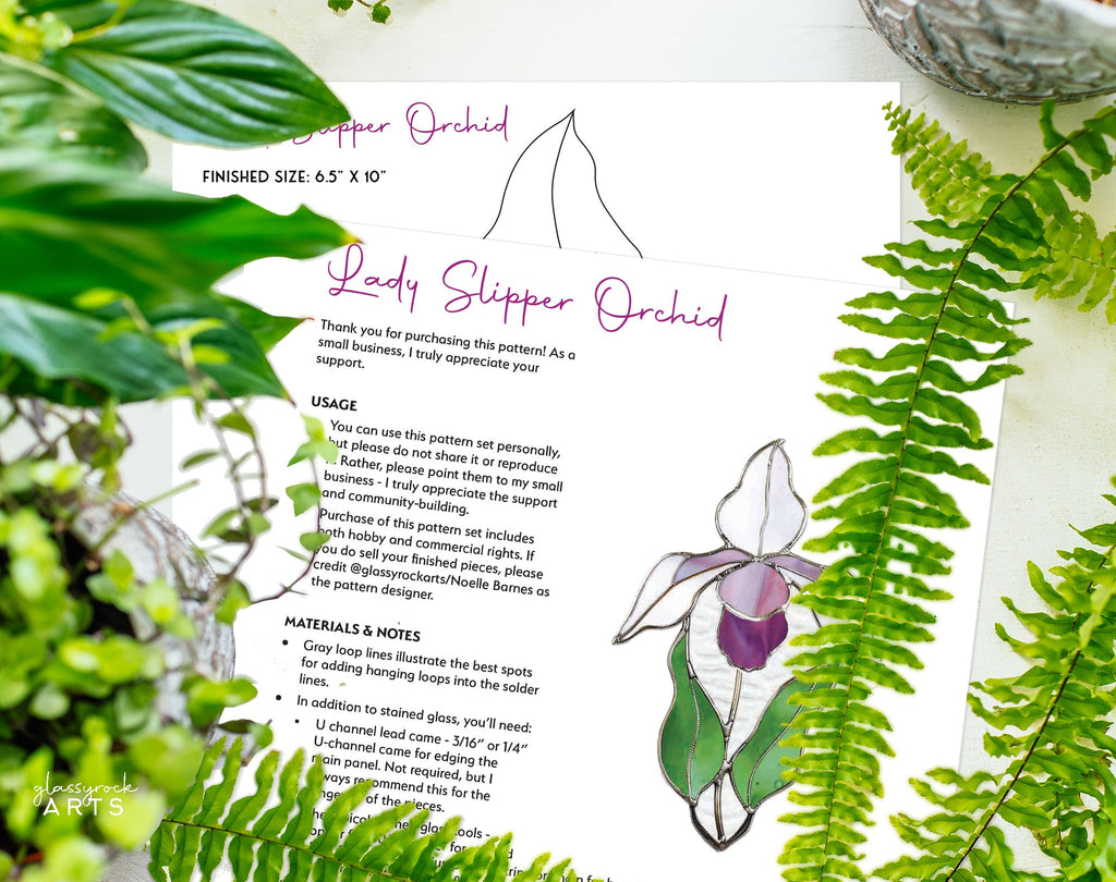 Lady Slipper Orchid Stained Glass Pattern