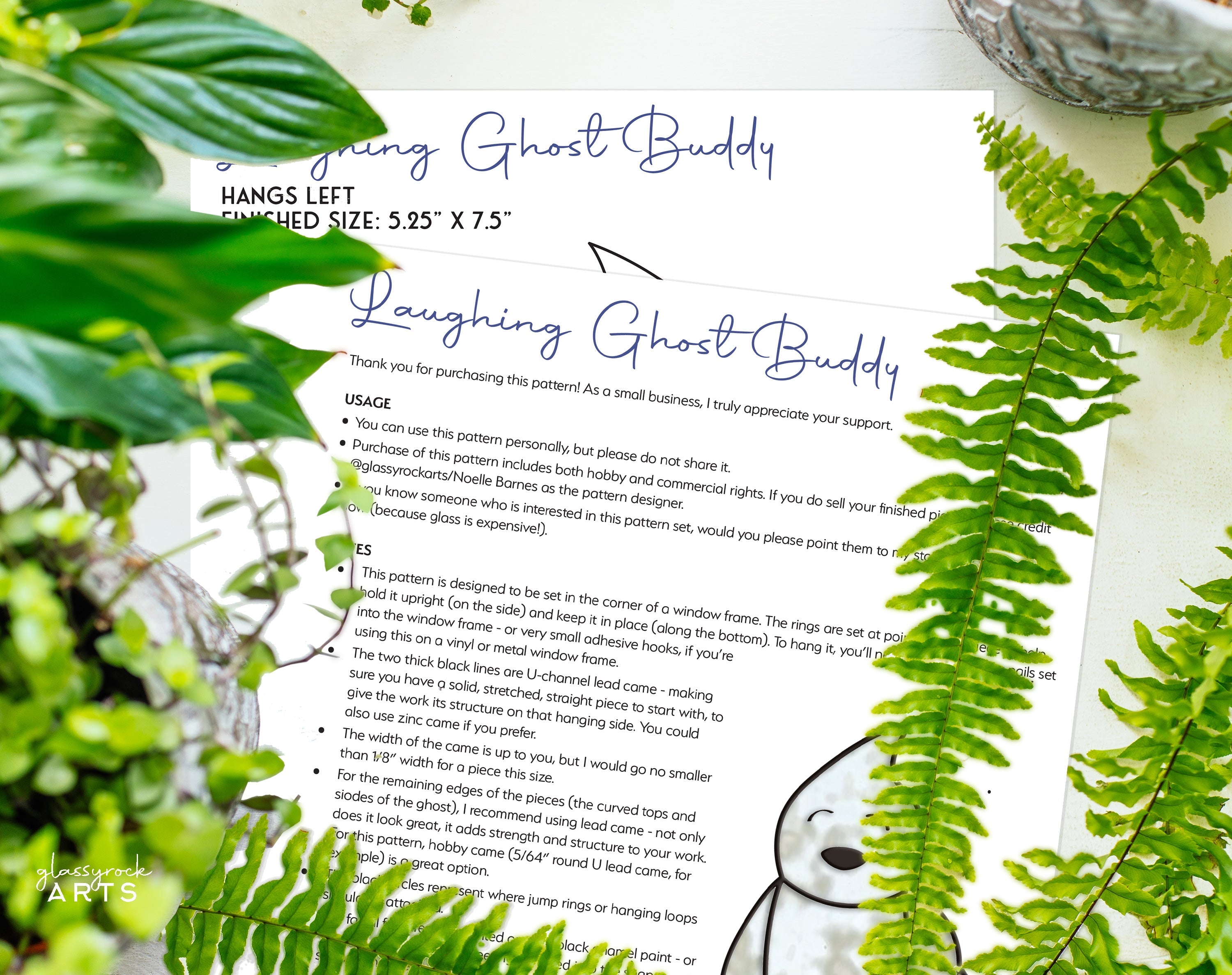 Laughing Ghost Halloween Stained Glass Pattern