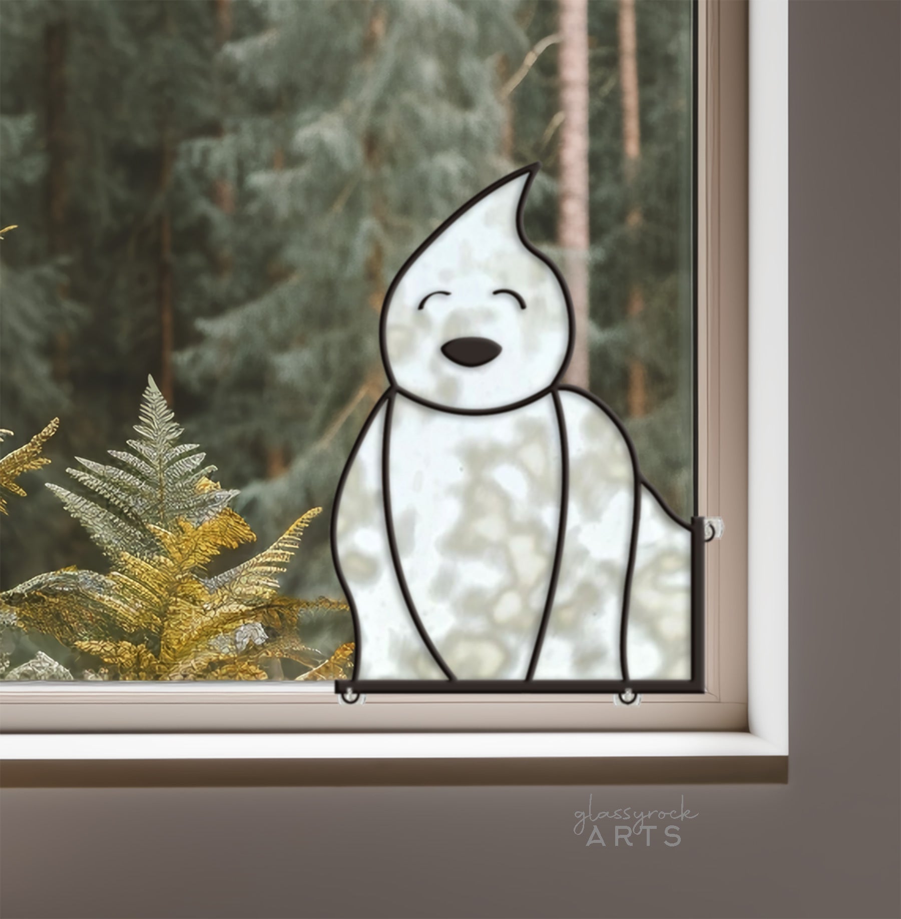 Laughing Ghost Halloween Stained Glass Pattern