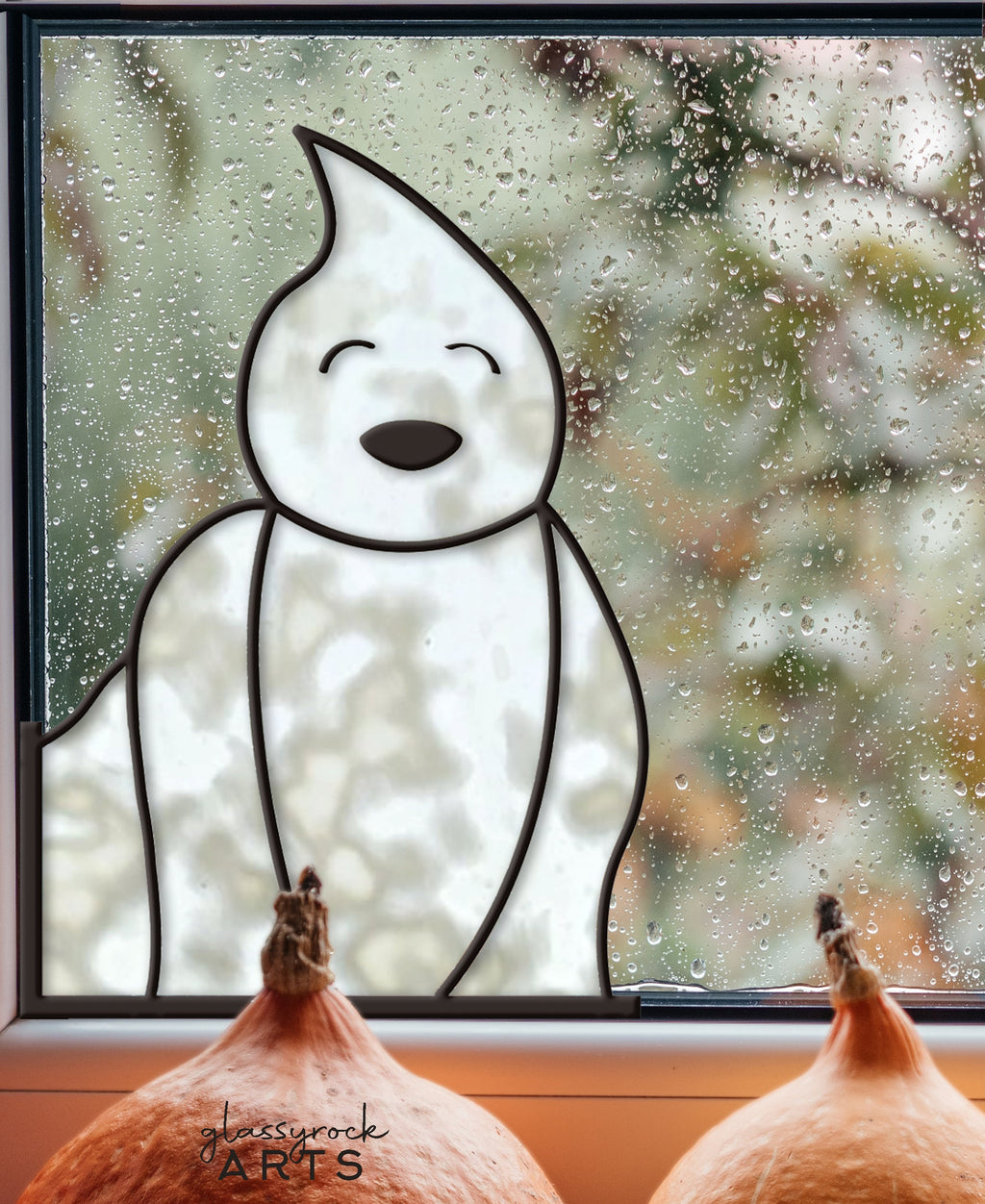 Laughing Ghost Halloween Stained Glass Pattern