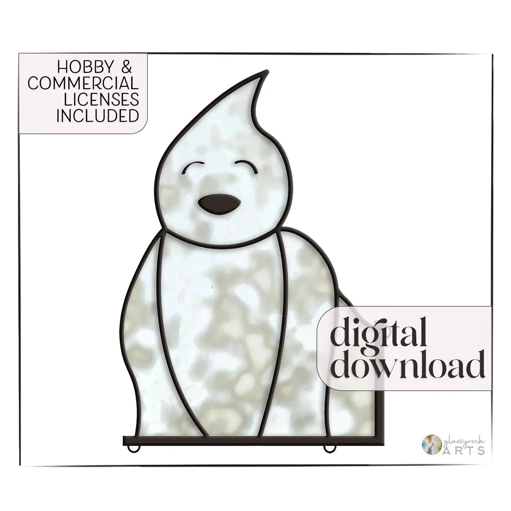 Laughing Ghost Halloween Stained Glass Pattern