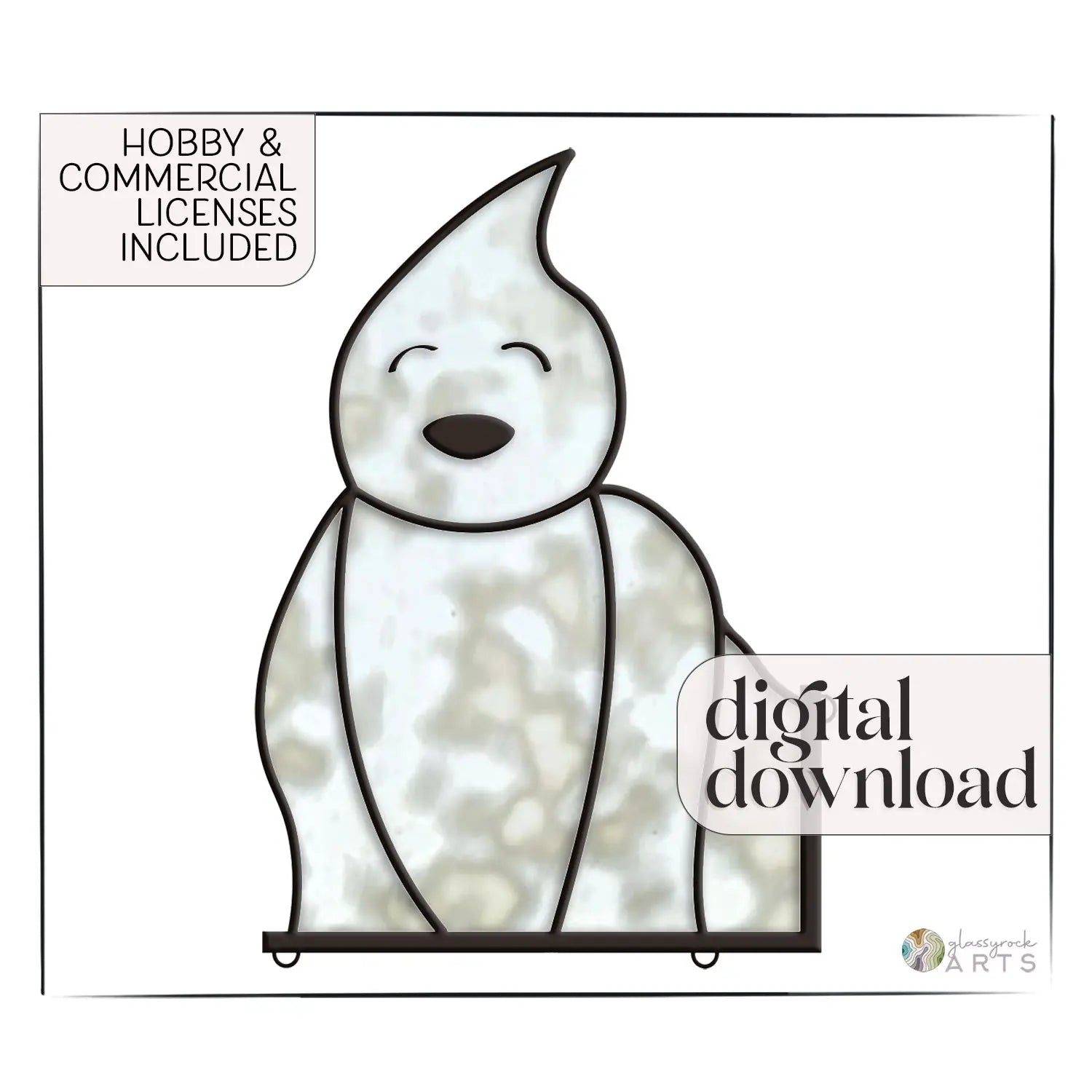 Laughing Ghost Halloween Stained Glass Pattern