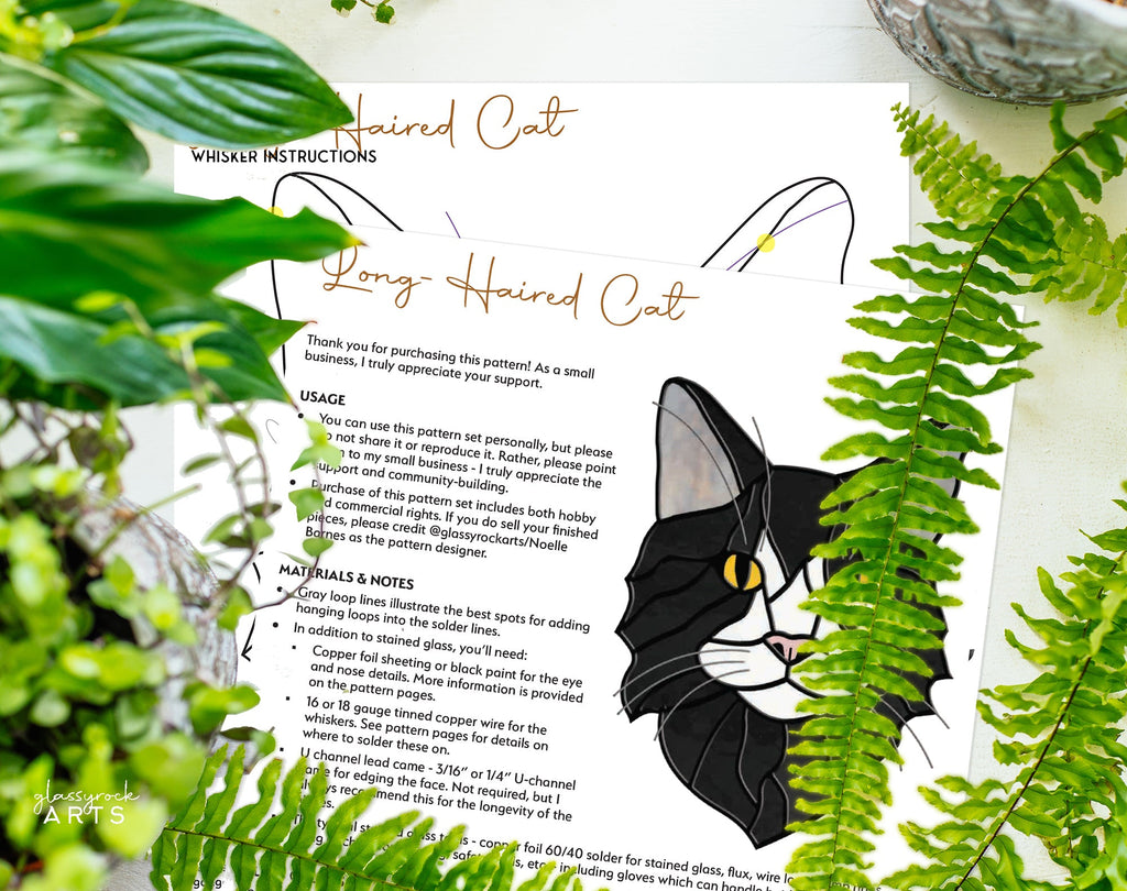 Long Haired Cat Stained Glass Pattern