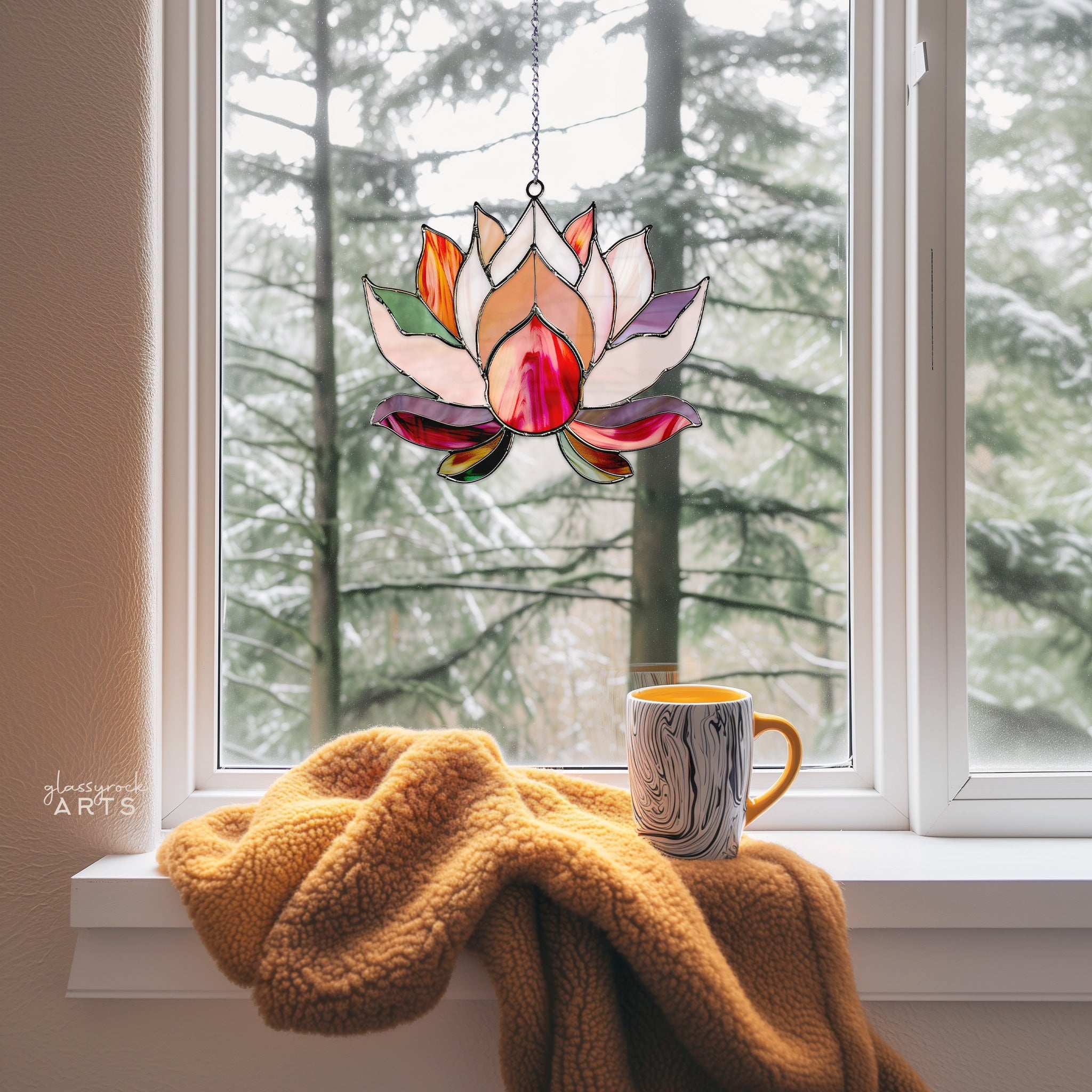 Lotus Stained Glass Flowers Pattern