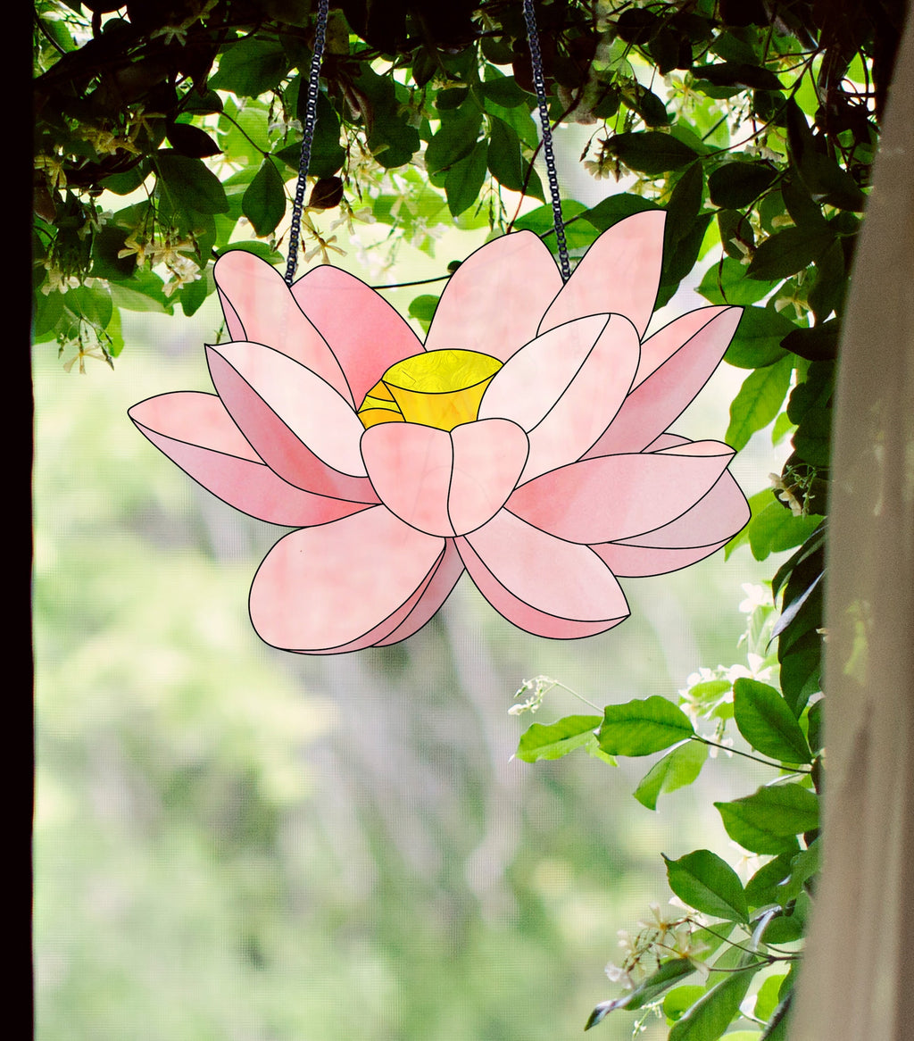 Big Flora Stained Glass Lotus Pattern PDF & PNG