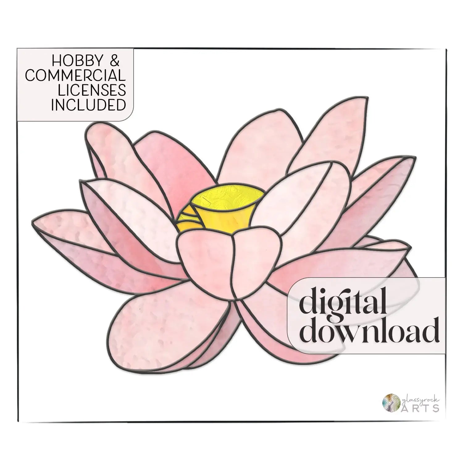 Big Flora Stained Glass Lotus Pattern PDF & PNG