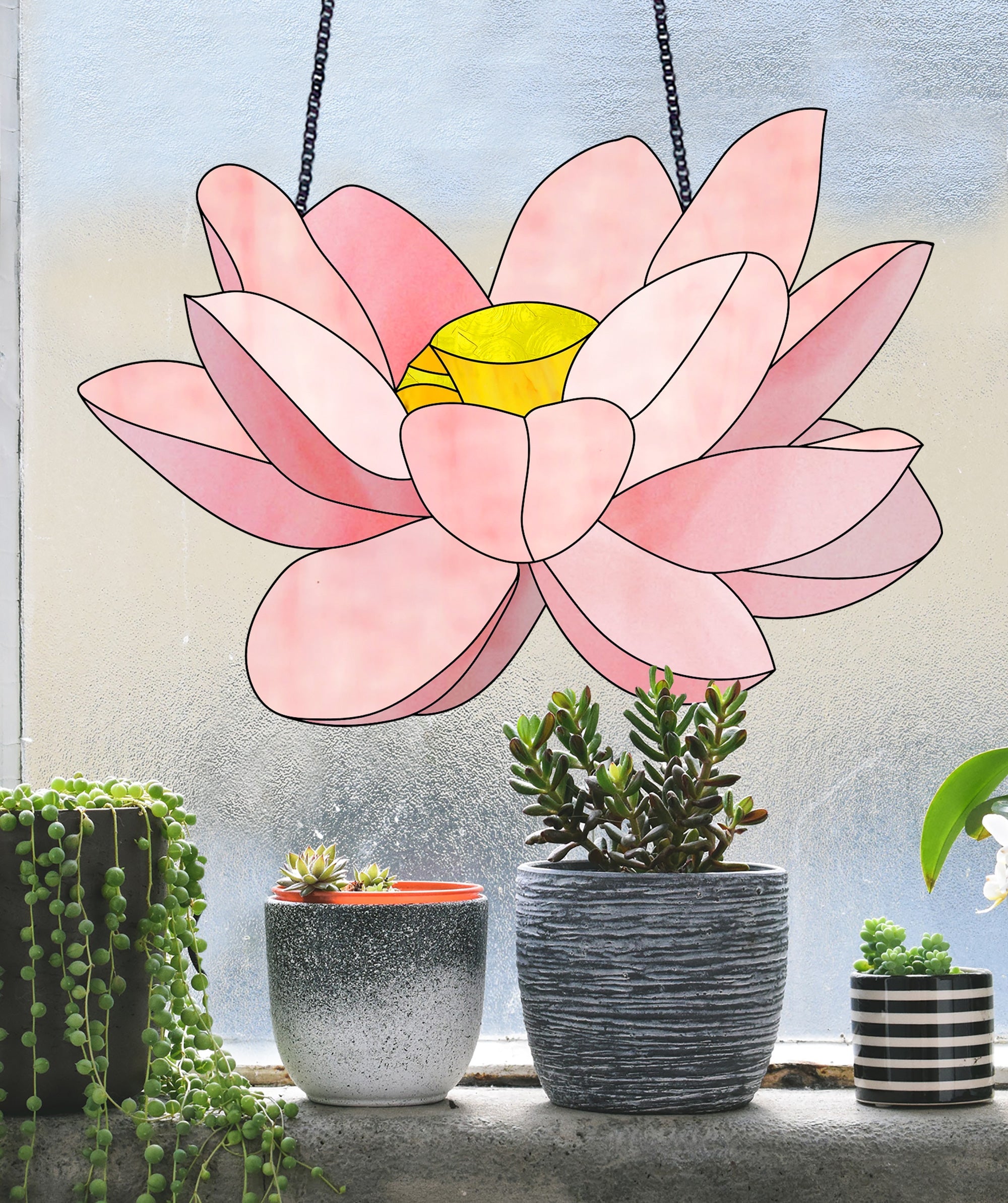 Big Flora Stained Glass Lotus Pattern PDF & PNG