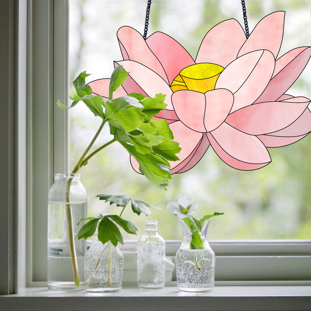 Big Flora Stained Glass Lotus Pattern PDF & PNG
