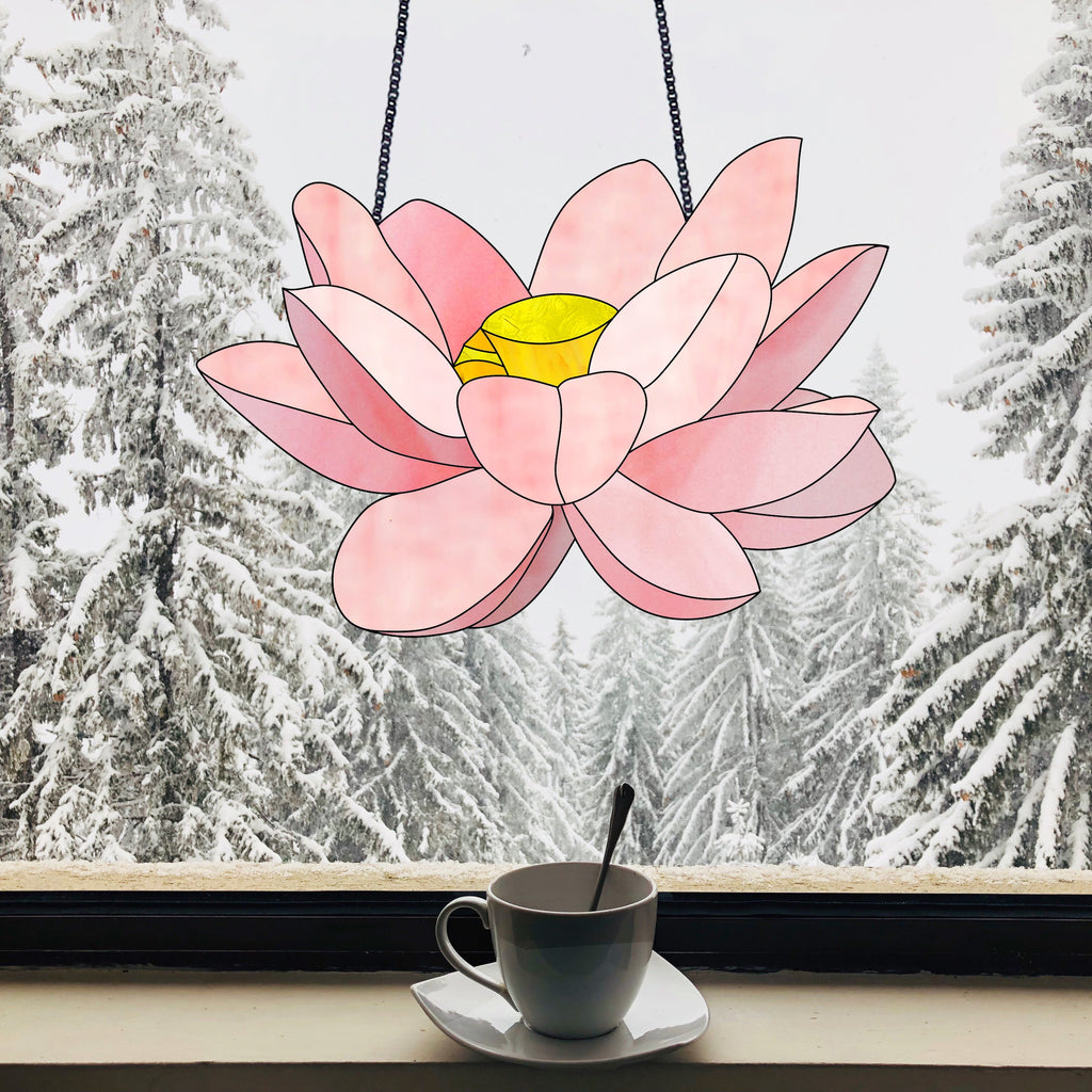 Big Flora Stained Glass Lotus Pattern PDF & PNG
