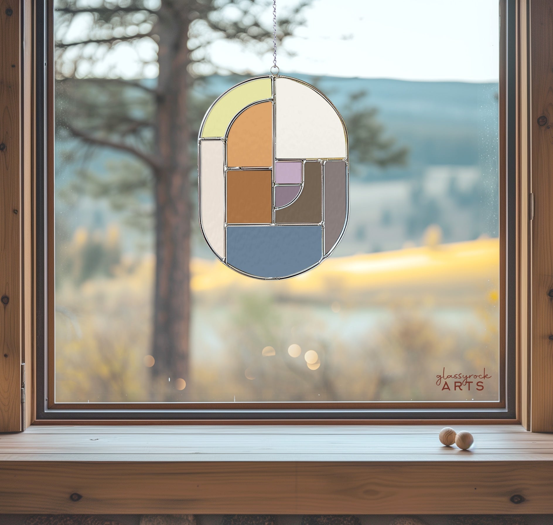 Oval Mid Century Modern Stained Glass Pattern