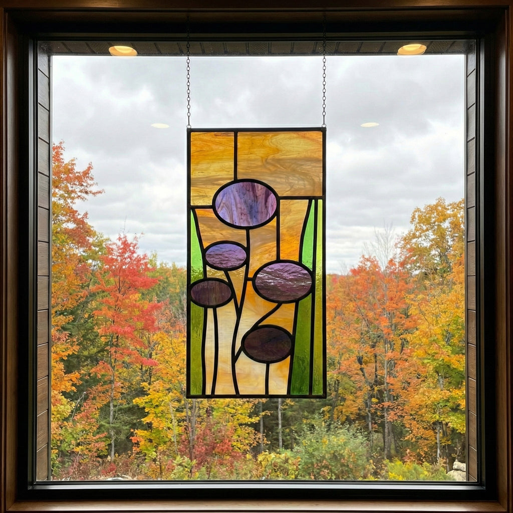 Mid-Century Modern Stained Glass Flowers Pattern