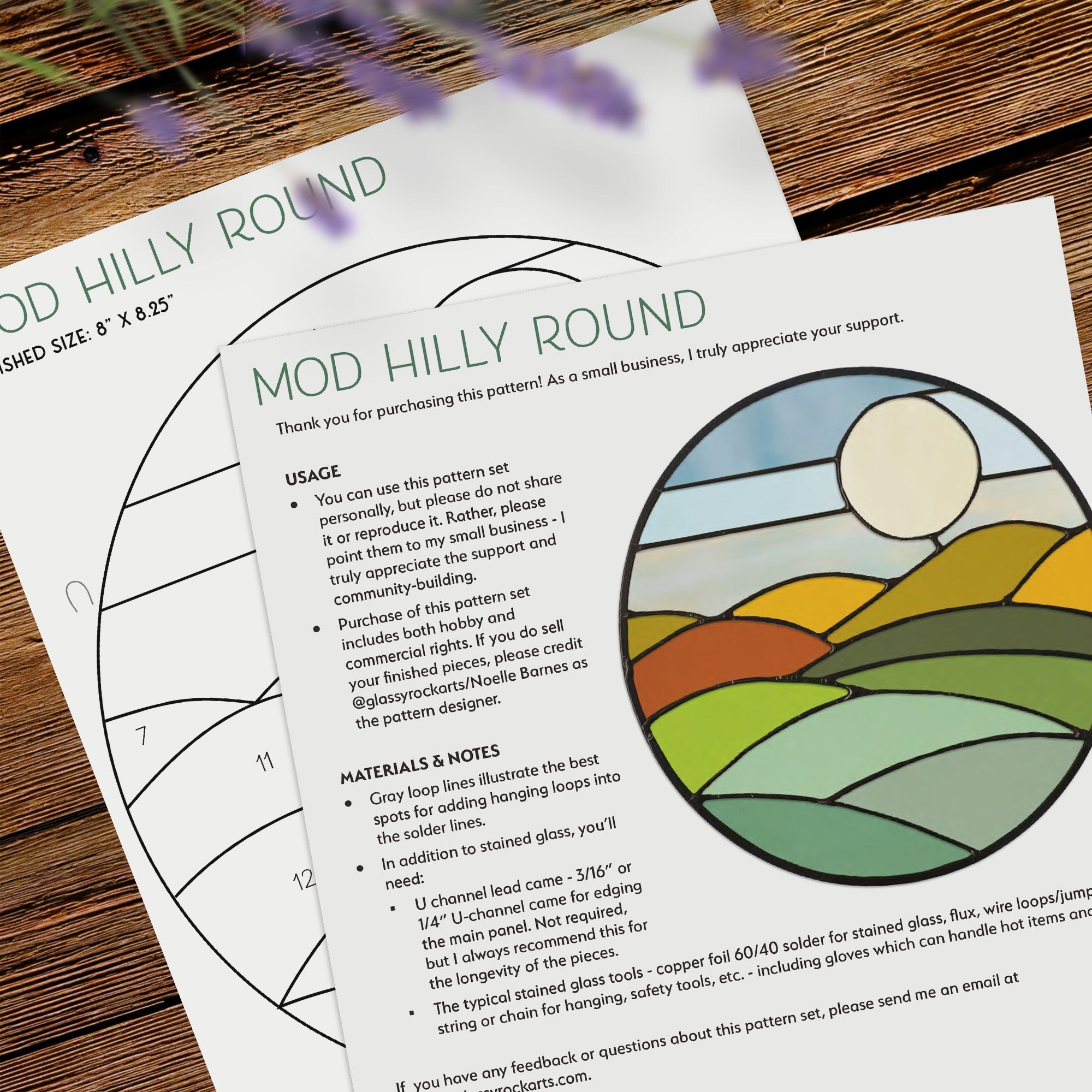 Round Mod Landscape Stained Glass Pattern