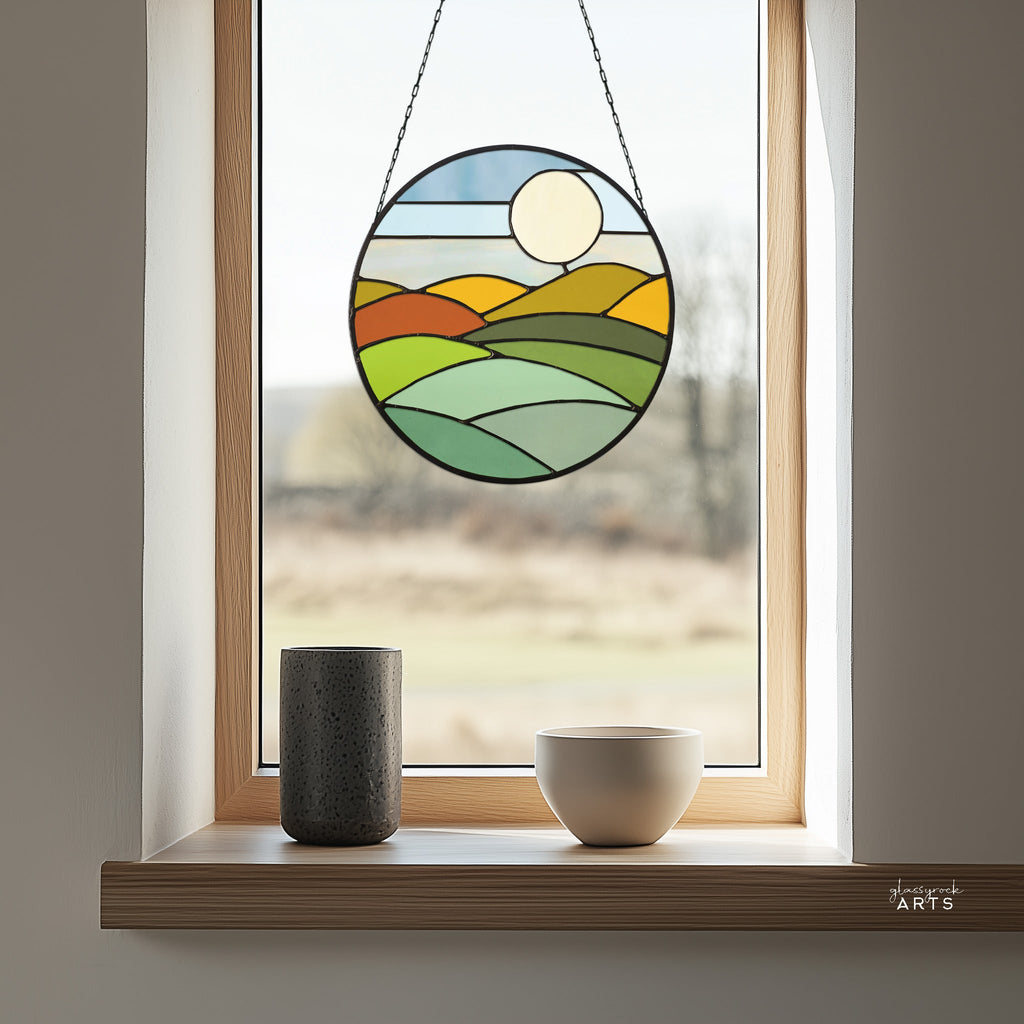 Round Mod Landscape Stained Glass Pattern