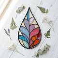 Modern Raindrop Plant Stained Glass Leaves Pattern