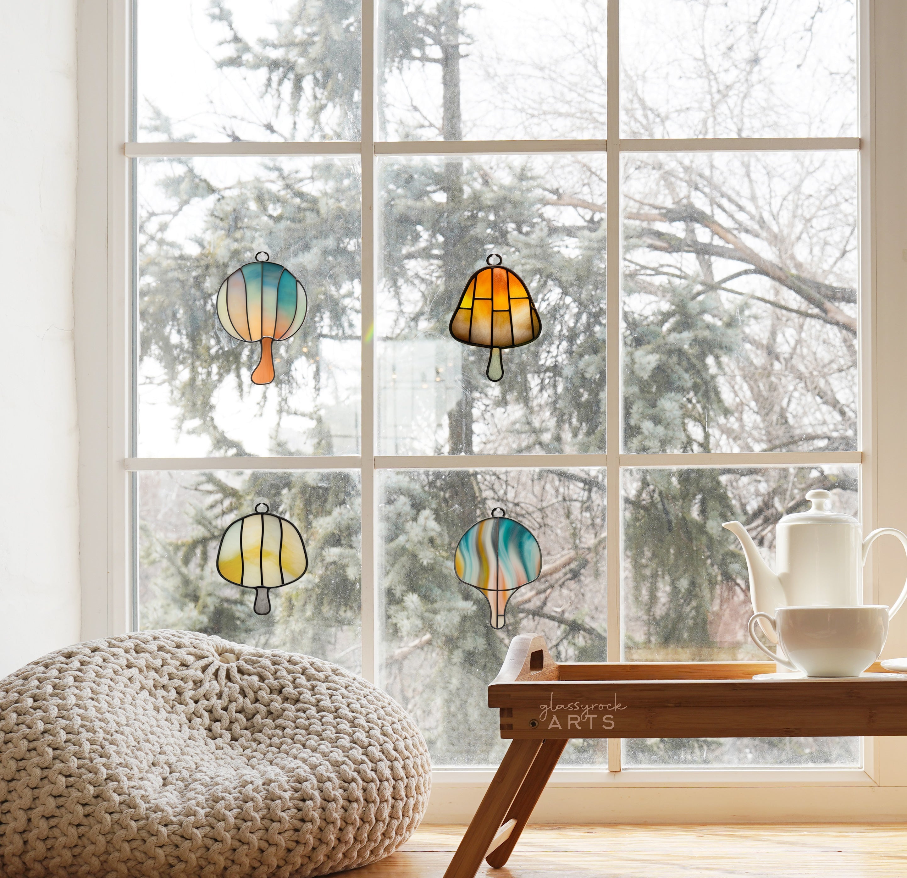 MCM Mushroom Stained Glass Patterns, Pack of 4