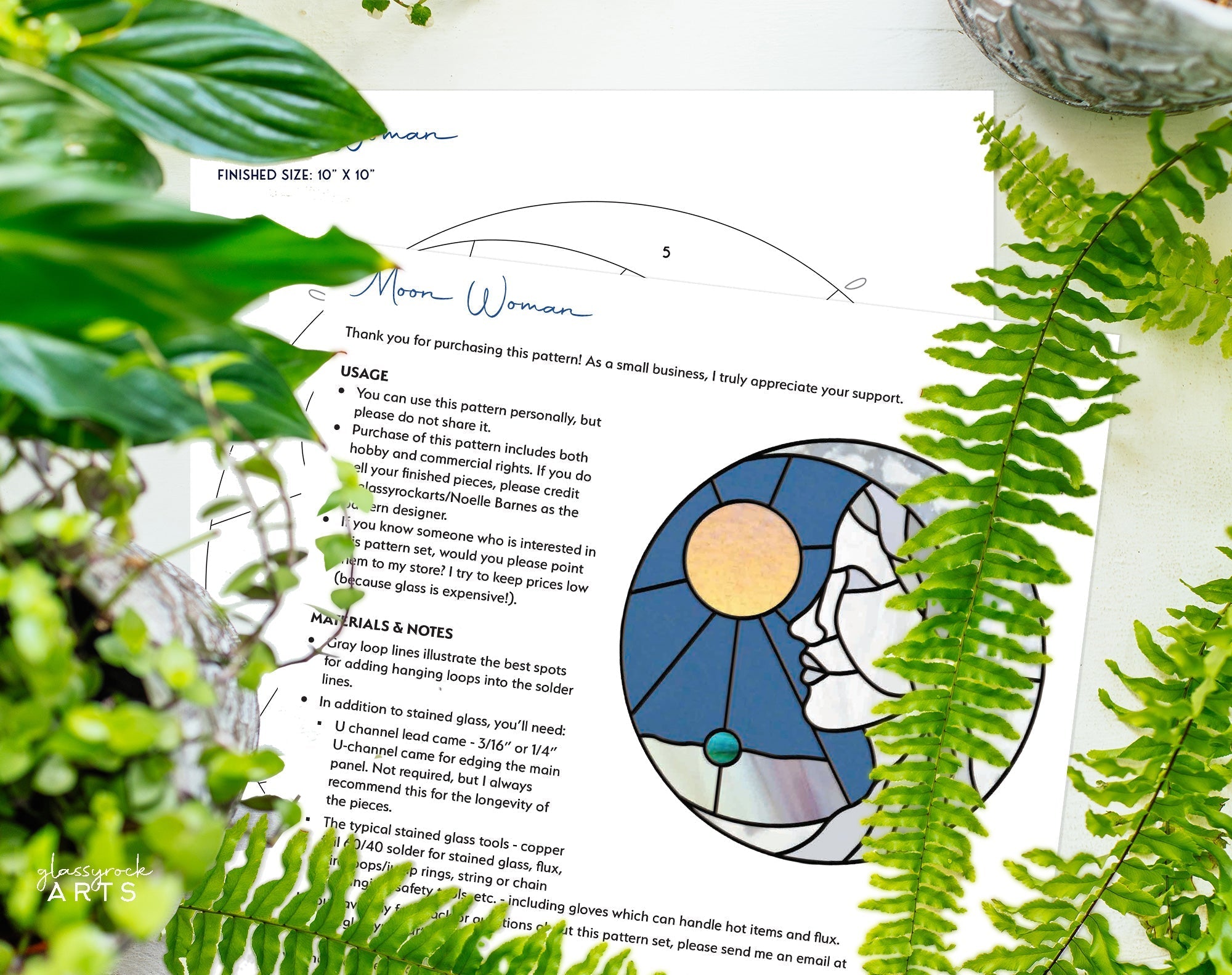 Sun and Moon Woman Stained Glass Pattern