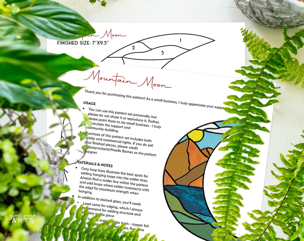 Landscape Crescent Moon Stained Glass Pattern