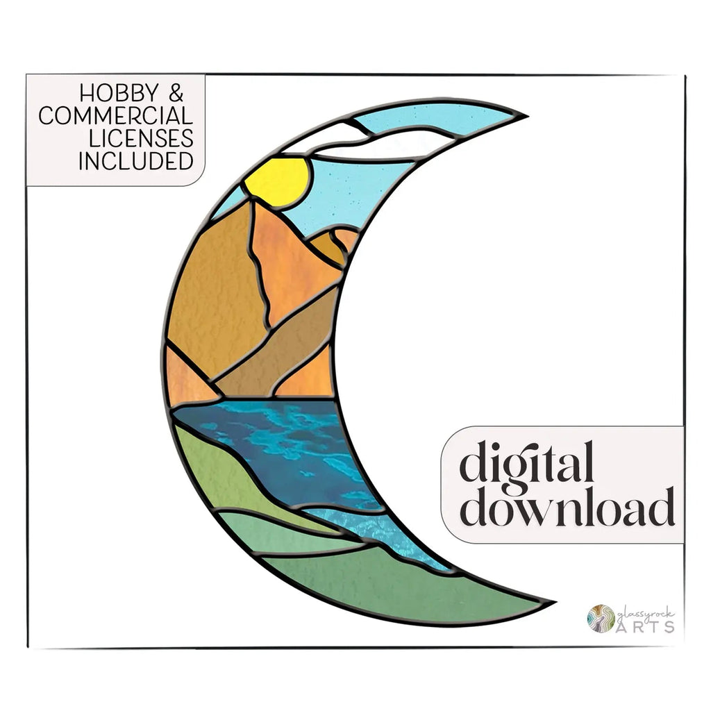 Landscape Crescent Moon Stained Glass Pattern