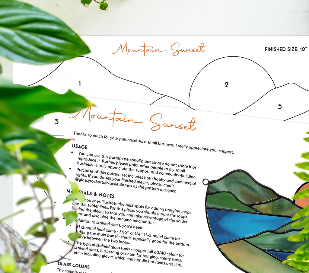 Mountain Stained Glass Landscape Pattern PDF & PNG