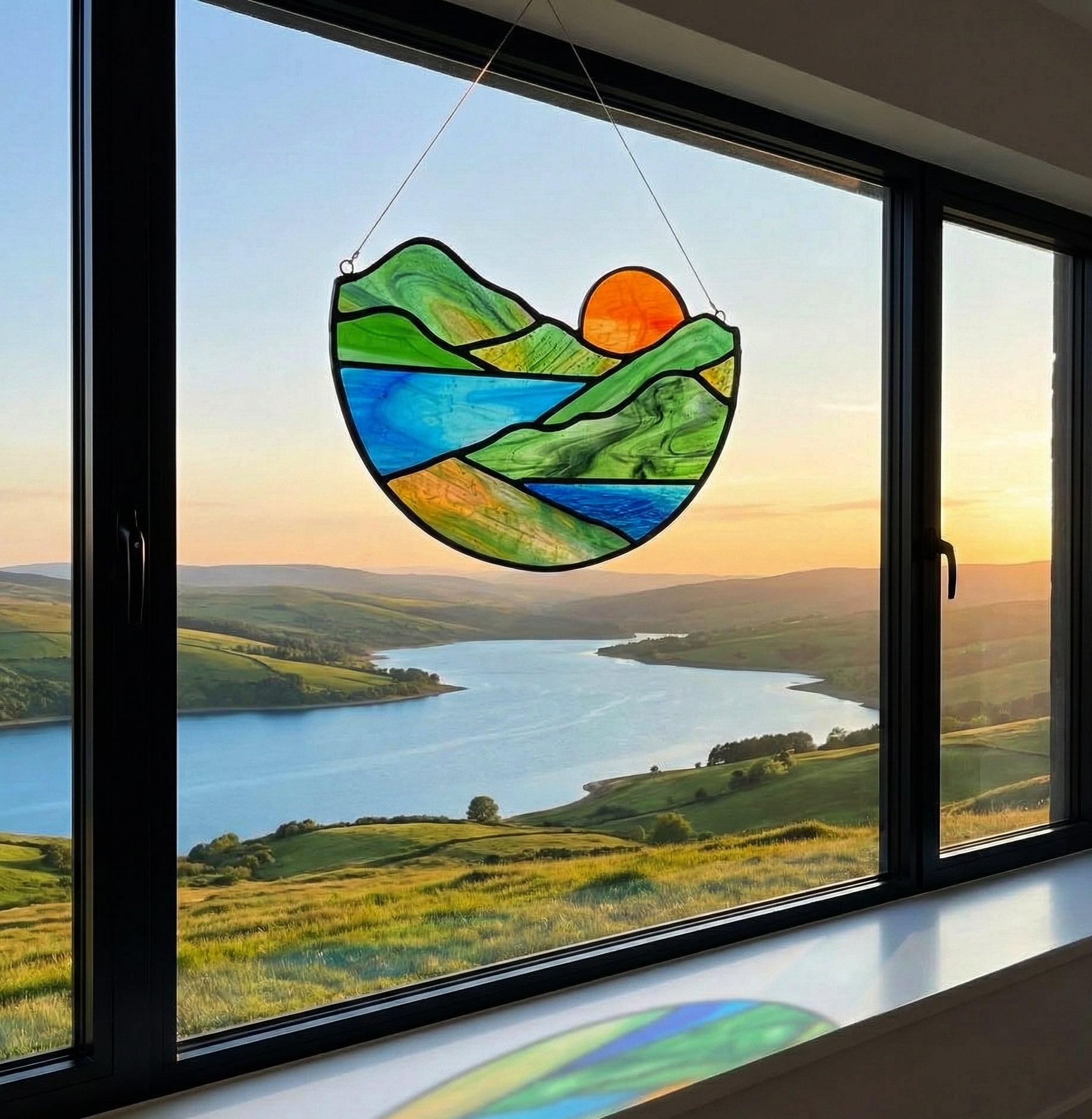 Mountain Stained Glass Landscape Pattern PDF & PNG