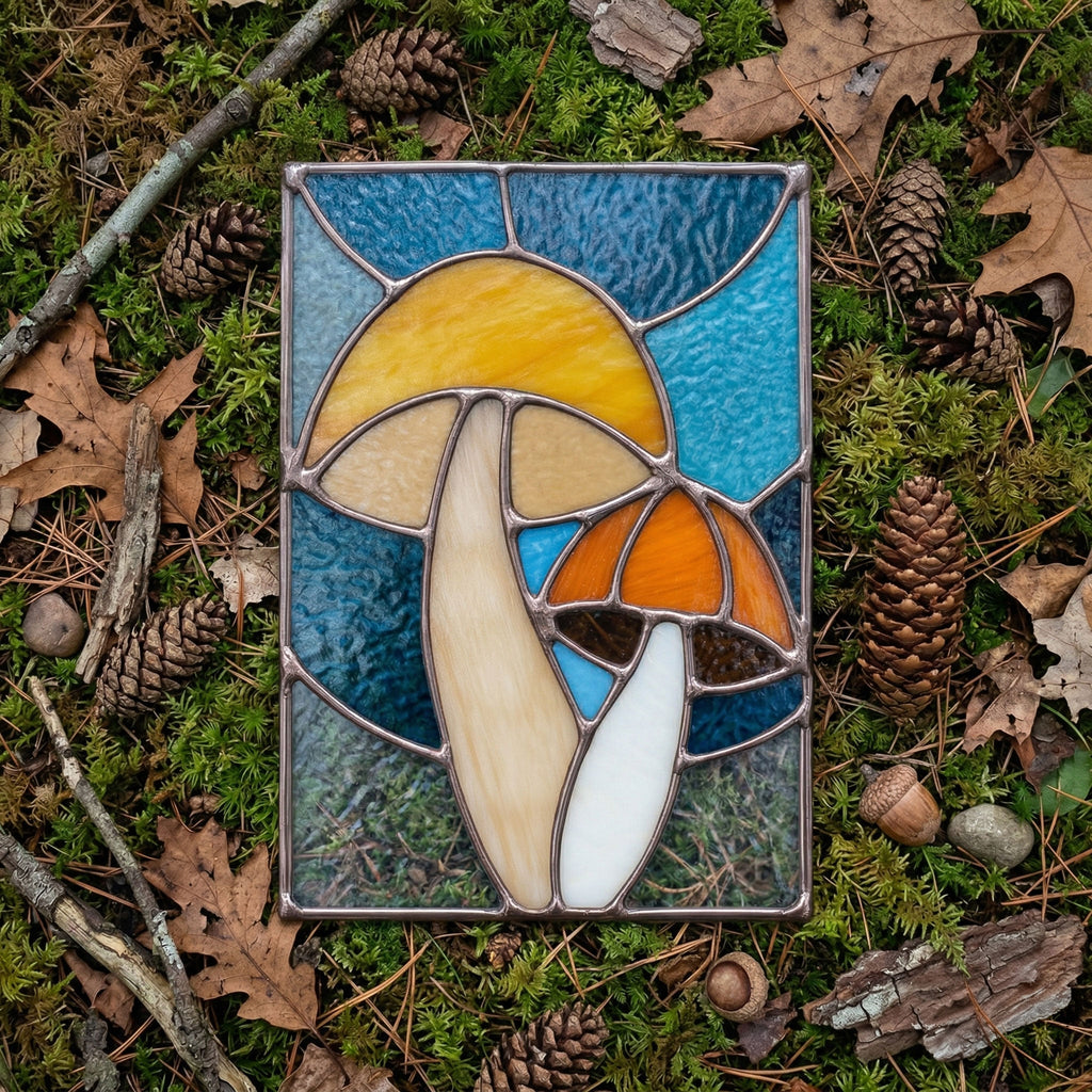 Mushroom Buddies Stained Glass Pattern and PNG