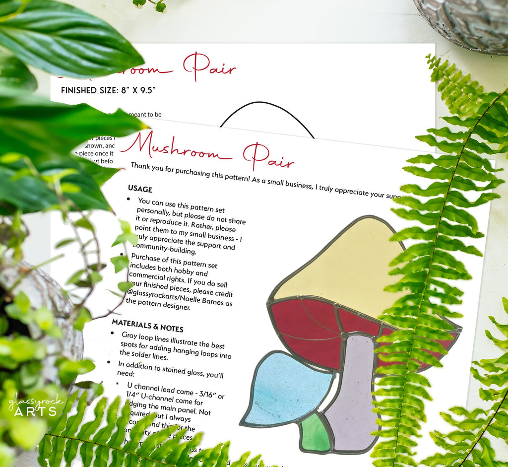 Mushroom Pair Stained Glass Pattern