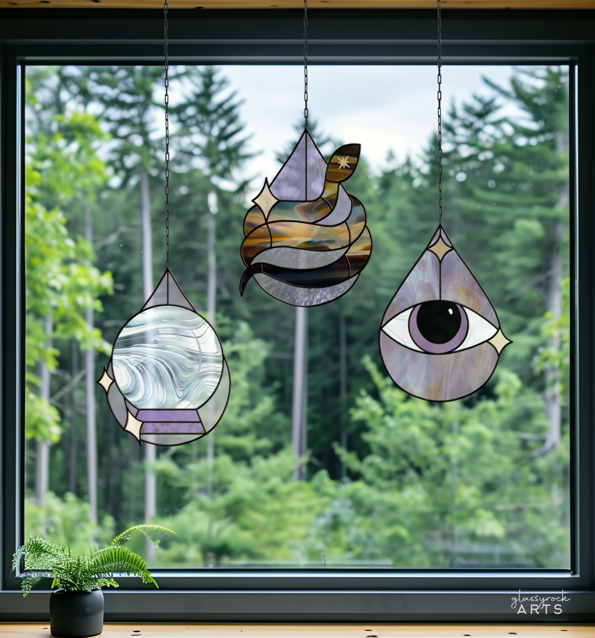 Mystical Drops Stained Glass Pattern Pack of 3