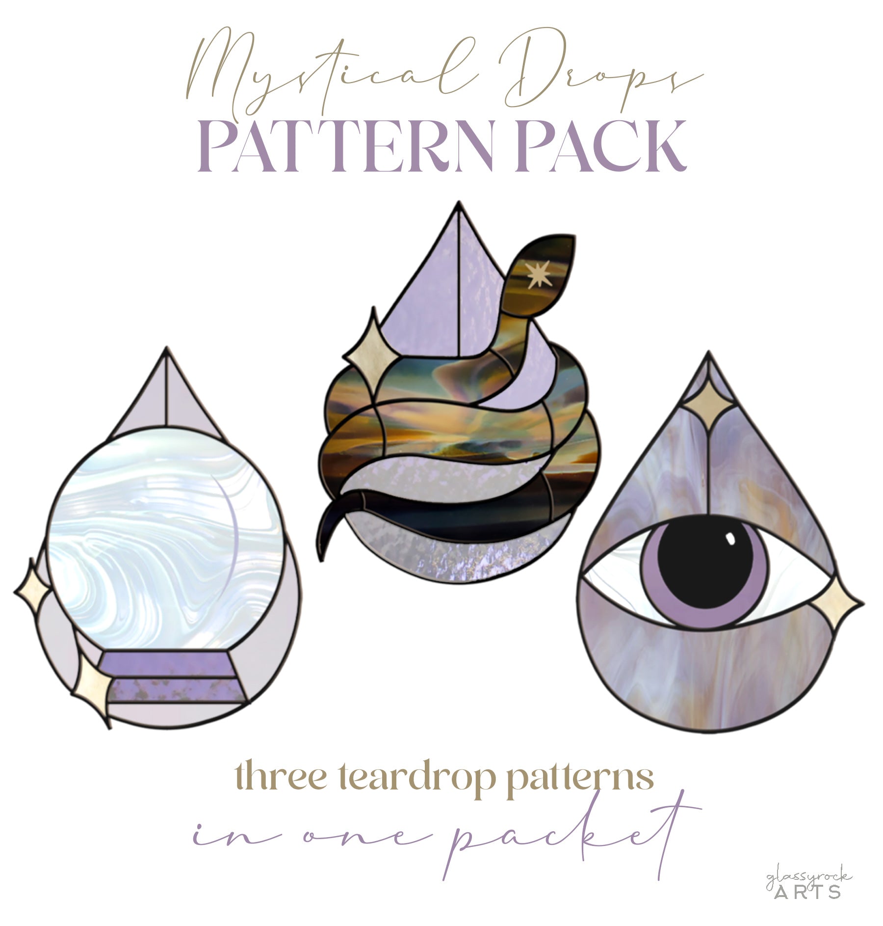 Mystical Drops Stained Glass Pattern Pack of 3