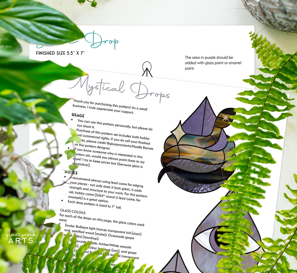 Mystical Drops Stained Glass Pattern Pack of 3