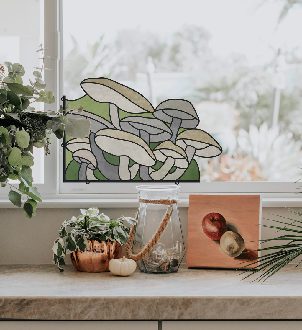 Mushroom Corner Stained Glass Pattern