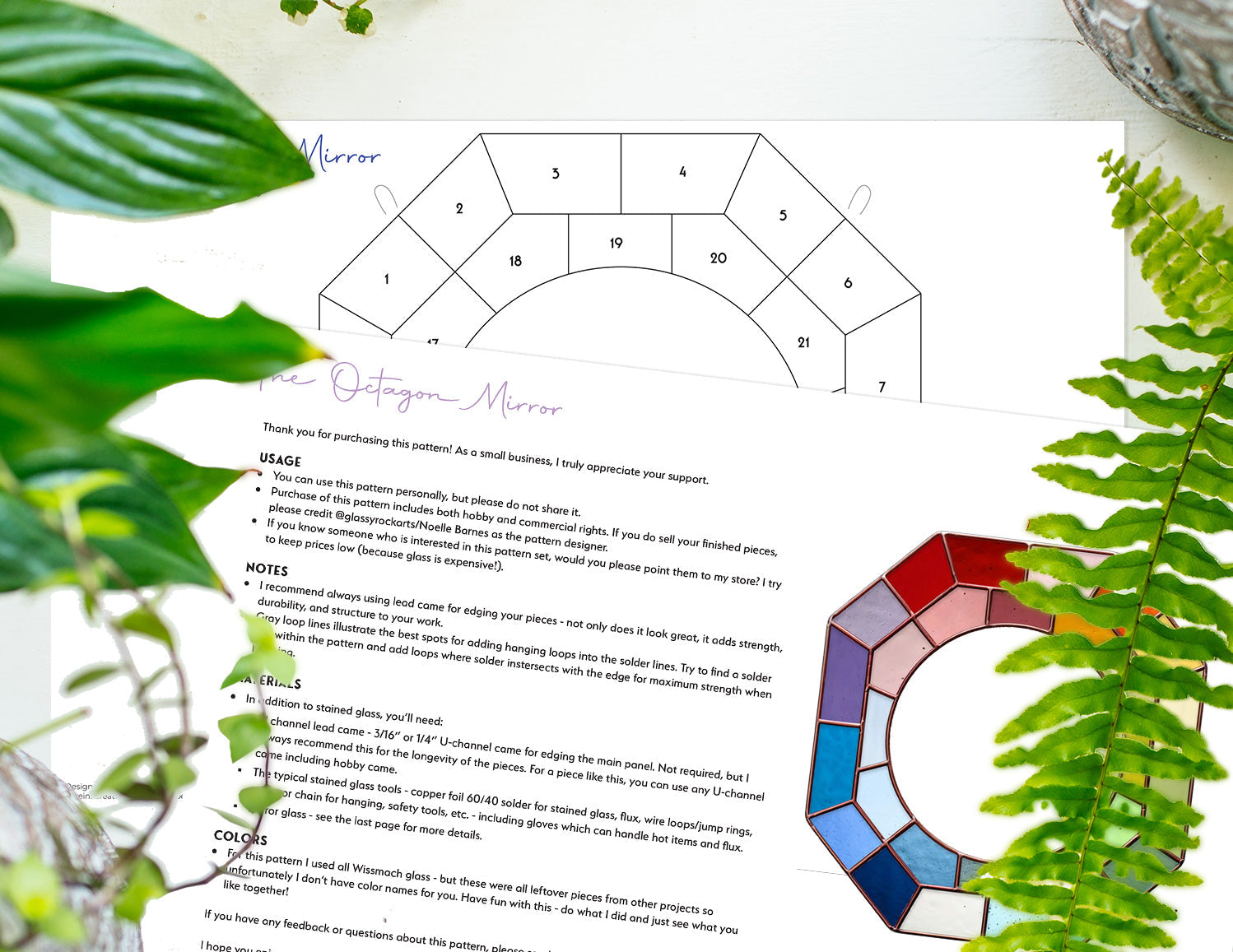 Octagon Mirror Stained Glass Pattern