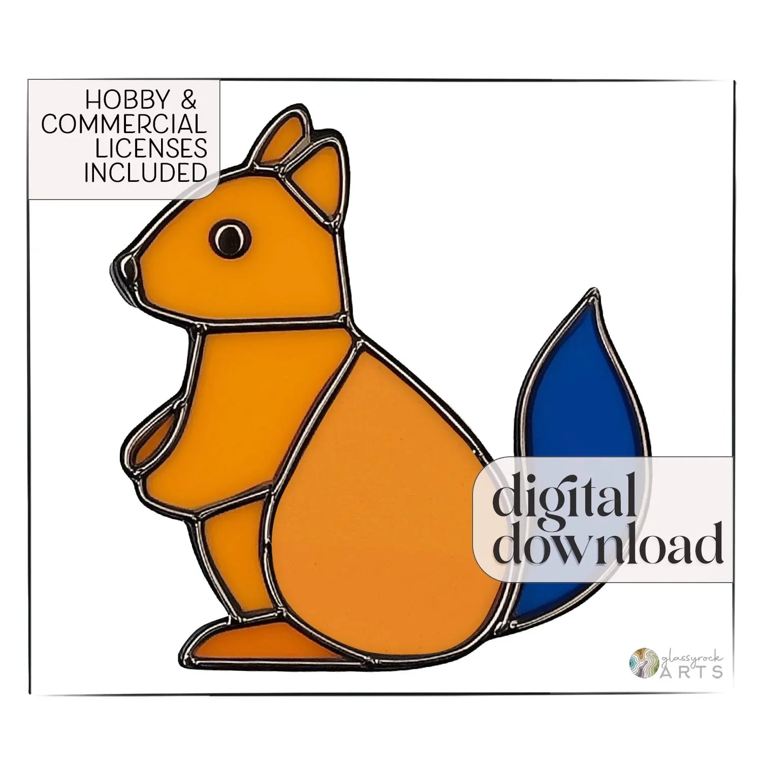 Cute Squirrel Stained Glass Pattern