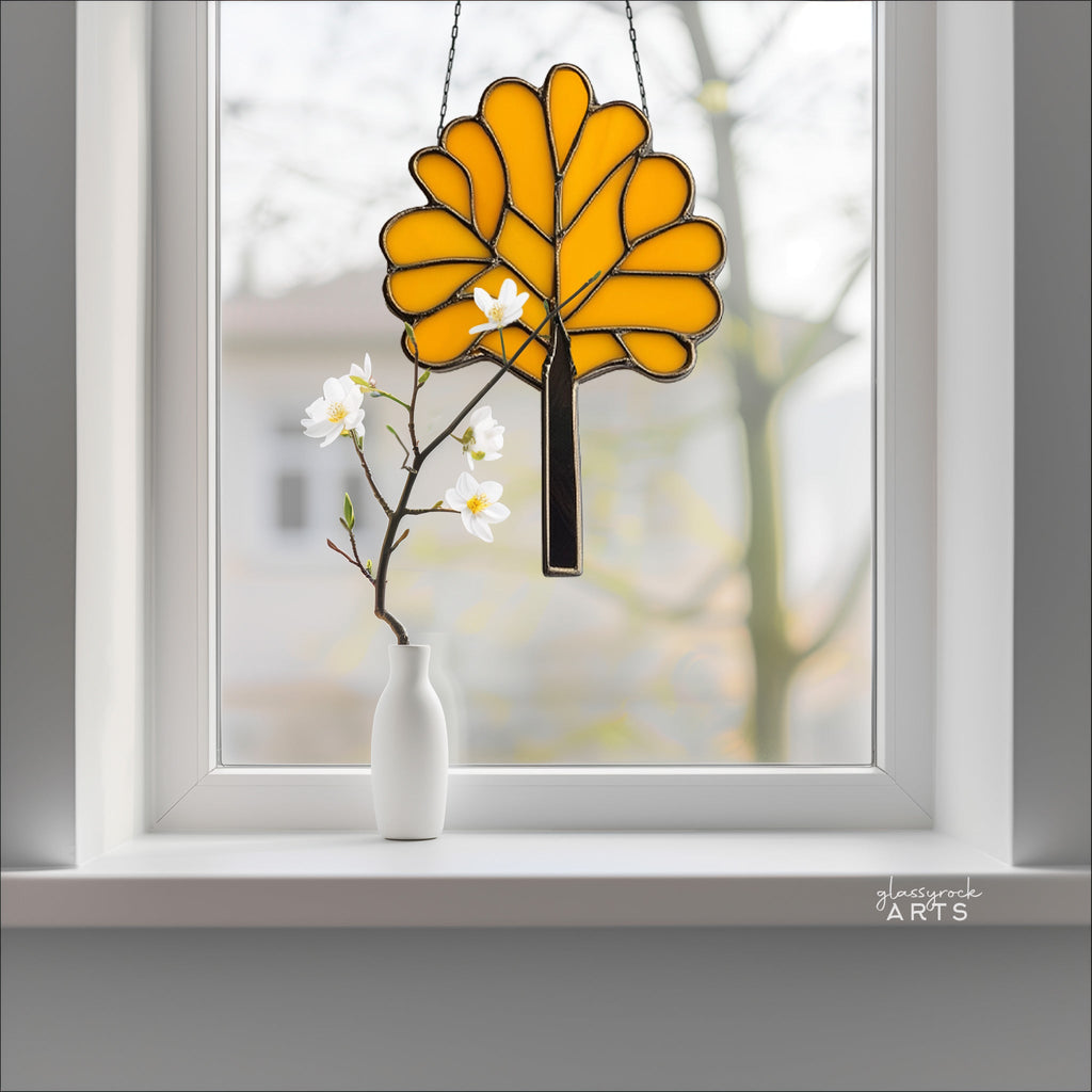 Art Deco Trees Stained Glass Pattern - Orange